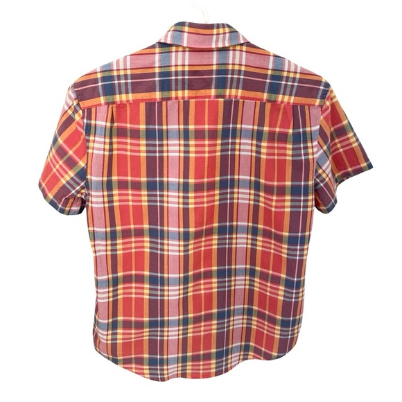 CREWCUTS 100% Cotton Red Plaid Short Sleeve Button Up Shirt Size 14 - Picture 5 of 11